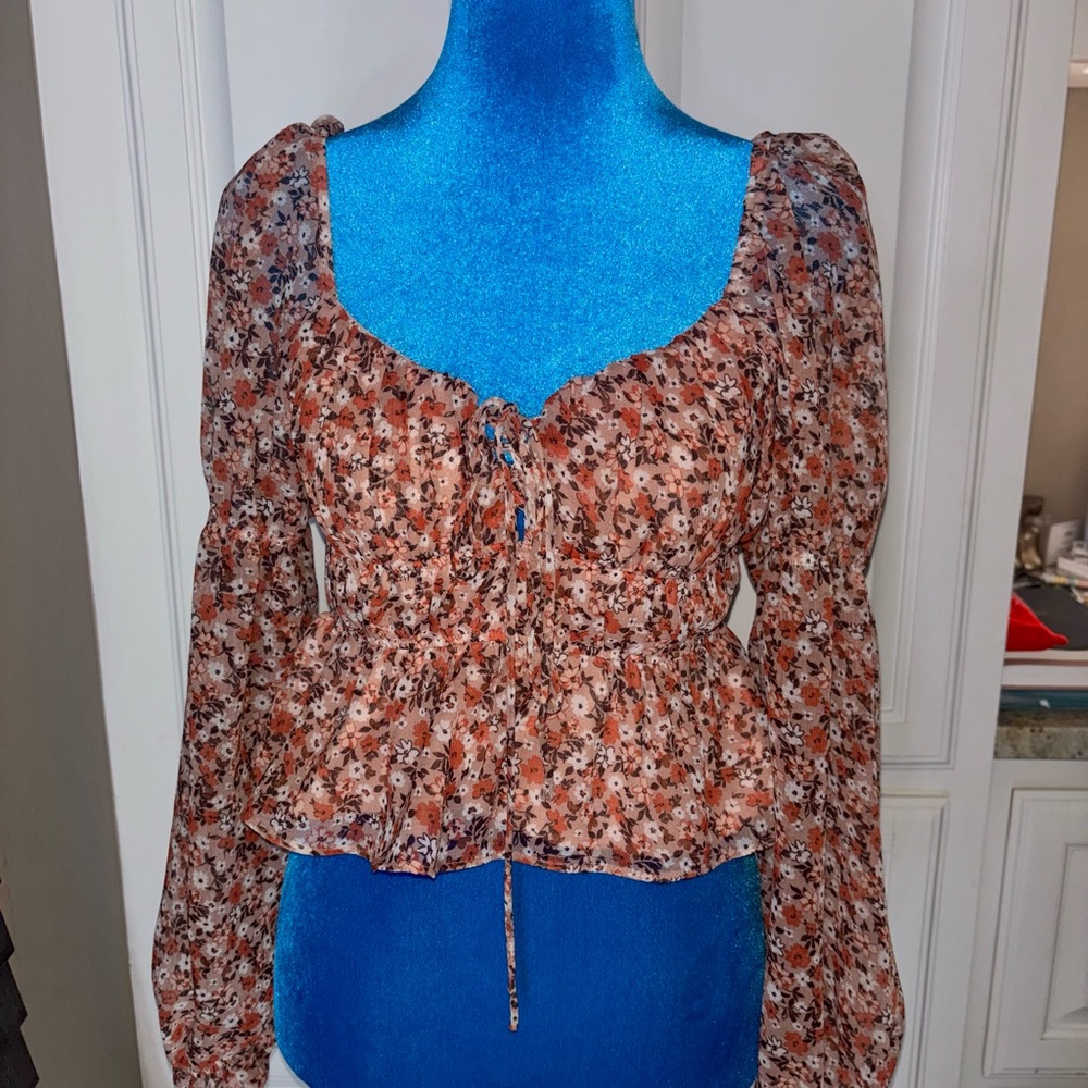 Altar'd State Rust Floral Peasant Top